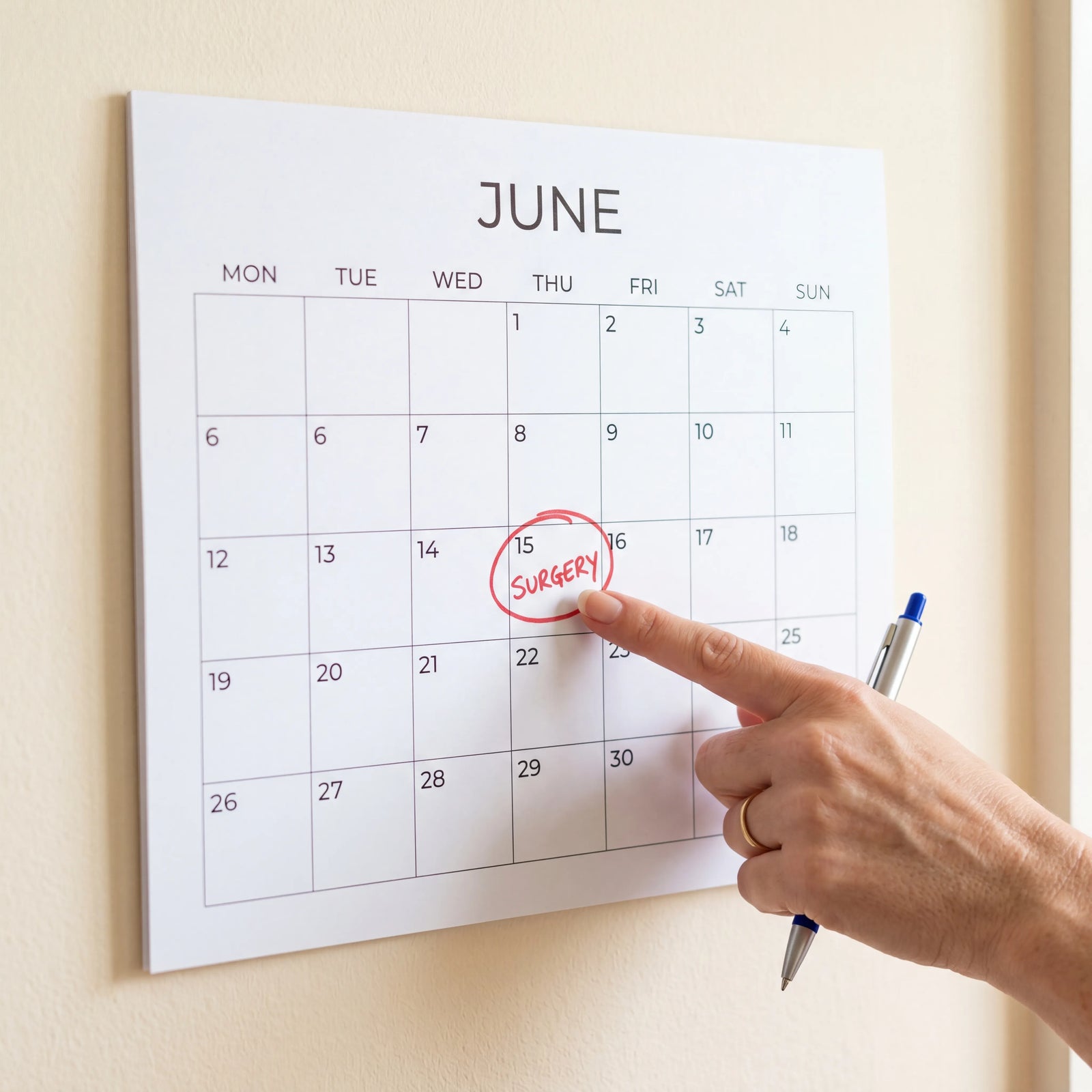 Woman reviewing her planner before a surgery decision